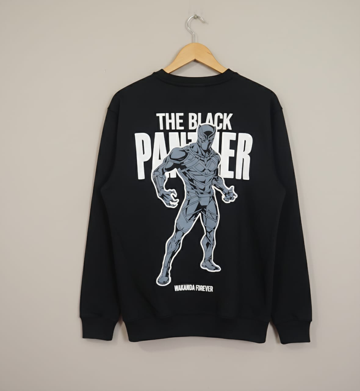 Marvel Black Panther "Wakanda Forever" Graphic Print Black Crewneck Sweatshirt