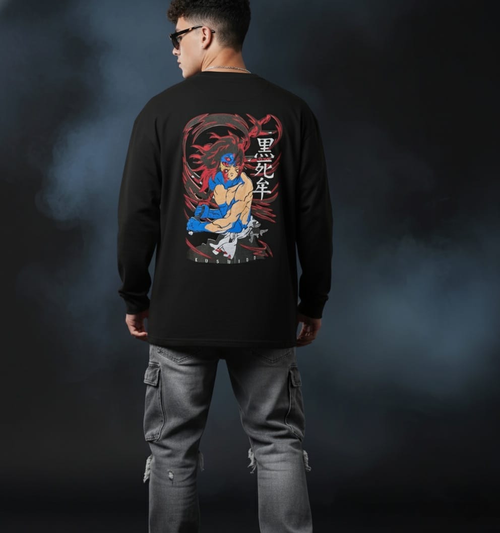 Demon Slayer / Kimetsu No Yaiba Kokushibo Graphic Printed Black Sweatshirt