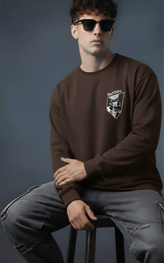 Jujutsu Kaisen Sukuna & Gojo Graphic Printed Dark Brown Sweatshirt