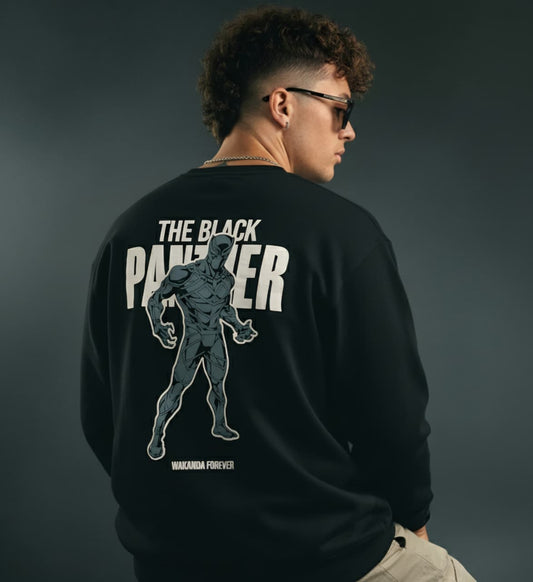 Marvel Black Panther "Wakanda Forever" Graphic Print Black Crewneck Sweatshirt