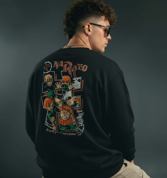 Jujutsu Kaisen & Naruto Mixed Character Fan Pullover Sweatshirt (Since it features JJK characters labeled as Naruto/Boruto)