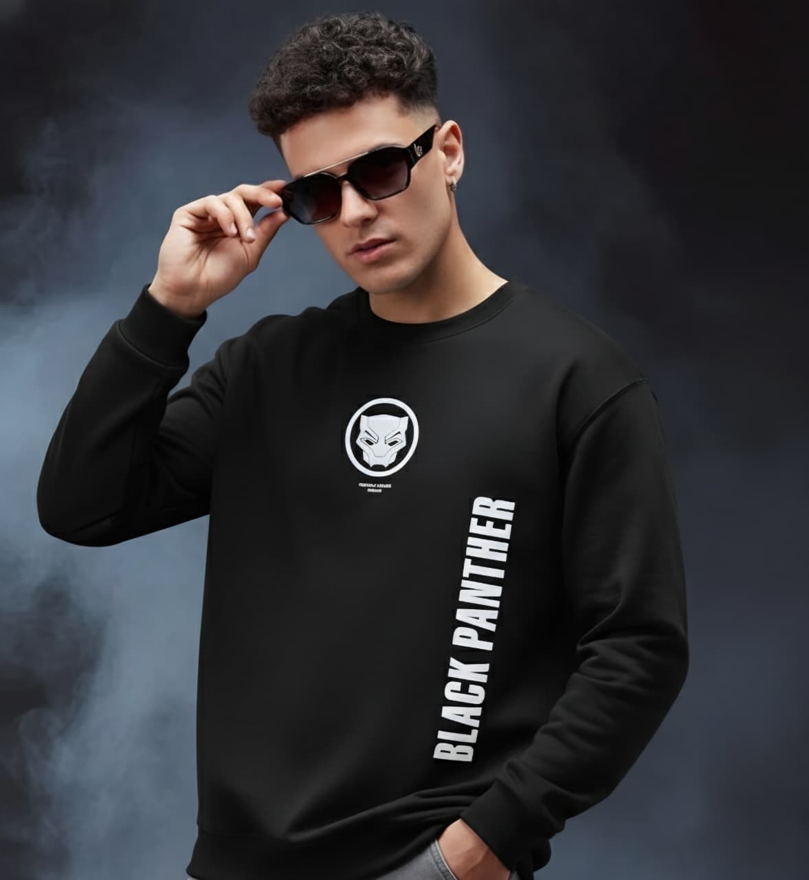 Marvel Black Panther "Wakanda Forever" Graphic Print Black Crewneck Sweatshirt