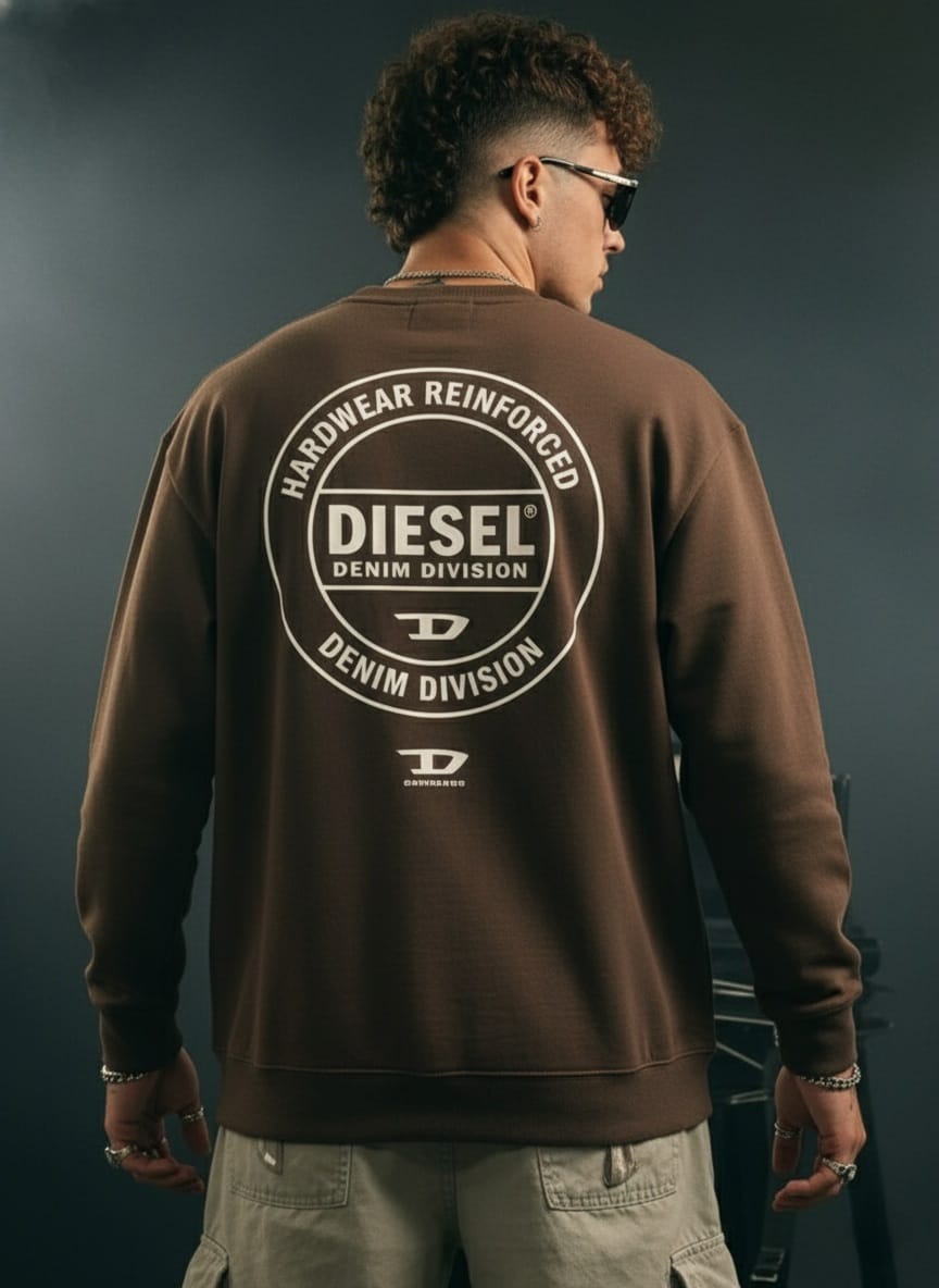 DIESEL Hardwear Denim Division Logo Graphic Black/Brown Sweatshirt
