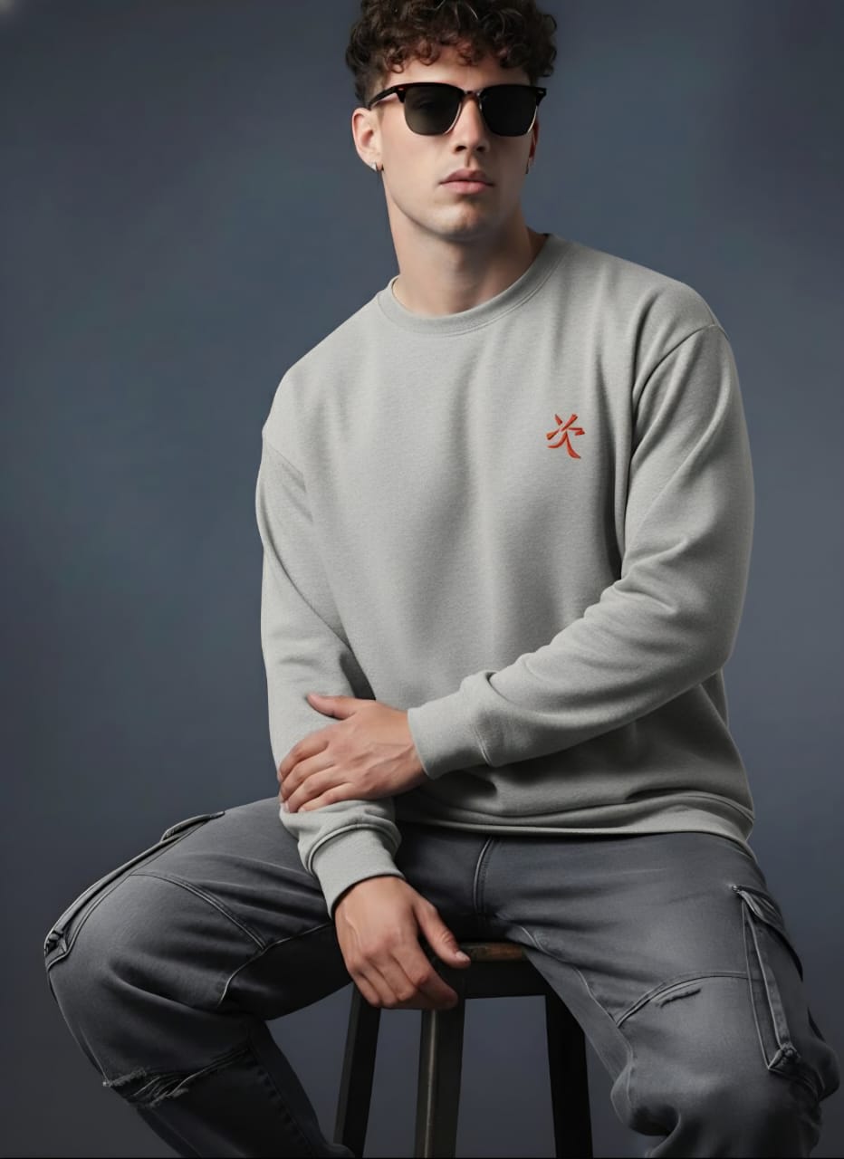 Classic Naruto Series Characters Back Print Grey Sweatshirt