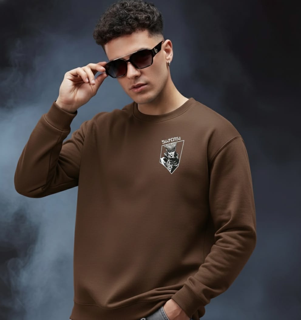 Jujutsu Kaisen Sukuna & Gojo Graphic Printed Dark Brown Sweatshirt